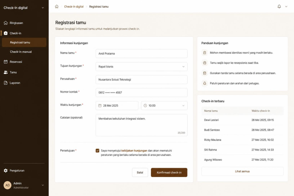 Registrasi tamu